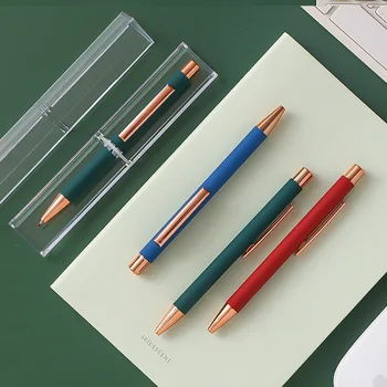 Креативна Ретро Неутрална Дръжка Push Metal Pen Holder, Черната Водна Писалка 0,5 мм, Твърда На Пипане, Висококачествена Матова Дръжка За Подпис