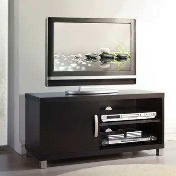 Модерна поставка за телевизор 35,5x15,25x17,5 см в 2 стилове, телевизионен шкаф с рафтове за съхранение и 1 като за телевизори до 40 инча, черен [US-W]