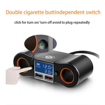 Автомобилно двойно USB зарядно устройство за газа Запалка адаптер за комплект за кола с Дисплей напрежение Бързо зарядно устройство за мобилен телефон