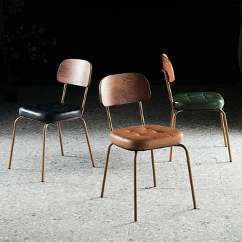 Реколта трапезни столове в скандинавски стил, банкетни ергономичен дизайн ултра-леки кожени столове, сладък фризьорски салон, удобства за хранене, преносими предмети от бита