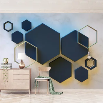 голяма фреска wellyu по поръчка, 3D стереофоническая геометрична мозайка с шестиугольником, 