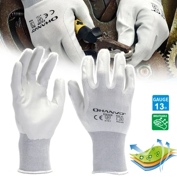 1 Чифт работни ръкавици със защитно покритие от полиуретан и нитрил ръкавици с покритие на дланите, работни ръкавици, мебели, работни ръкавици, CE сертифицирани